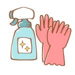 洗剤とゴム手袋のイラスト